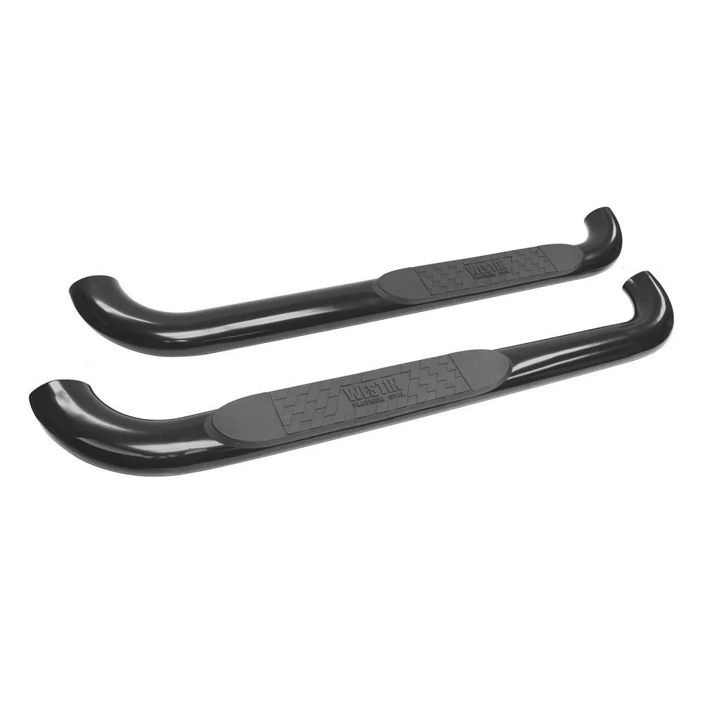 21-3545 – WESTIN Nerf Bar, With Step Pads 4 Inch Oval Bent Powder Coated Black Steel Without End Caps Frame Body Moun...